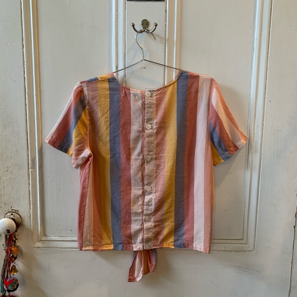 Madewell sherbet striped cotton top sz S - Picture 3 of 5